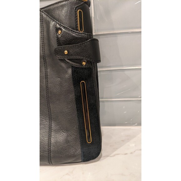 Jill Stuart Black Pebbled Leather & Suede Shoulder Handbag/Purse GORGEOUS! - Picture 7 of 16